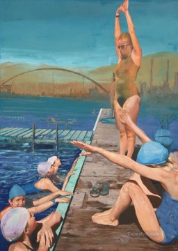 Sport Painting - swim course impressionist